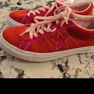 Converse Chuck One Star Ox Enamel Red Pink Pop Suede Mens 10 (161613C) Good Cond